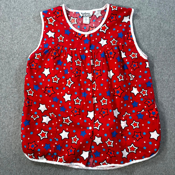 Anthony Richards Red Star Button Front Apron Top Women's Medium Sleeveless - Picture 1 of 7